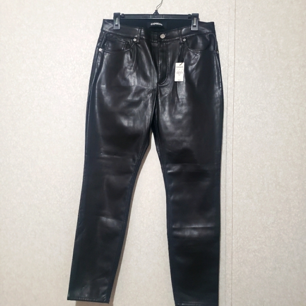Express Black Leather Pants....size:10 R - Picture 3 of 14